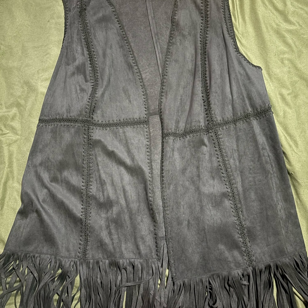 Ruby Rd. Gray Fringe Vest